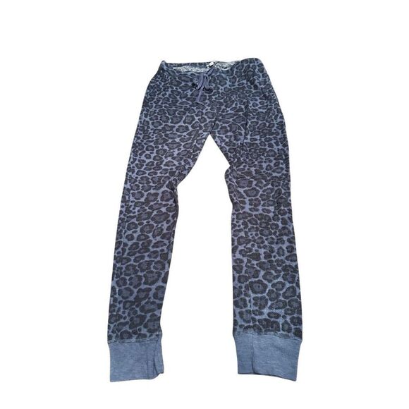 Splendid pj set - long sleeve jogger pants - sz small- leopard thermal waffle bl - Picture 5 of 12